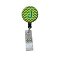 Carolines Treasures Letter J Chevron Green and Gold Retractable Badge Reel CJ1059-JBR